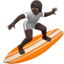 person surfing: dark skin tone