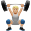 person lifting weights: medium-light skin tone