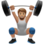 person lifting weights: medium skin tone