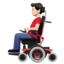 man in motorized wheelchair: light skin tone