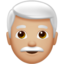 man: medium-light skin tone, white hair