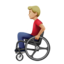 man in manual wheelchair: medium-light skin tone