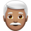 man: medium skin tone, white hair