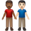 men holding hands: medium-dark skin tone, light skin tone