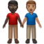 men holding hands: dark skin tone, medium skin tone