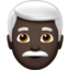 man: dark skin tone, white hair