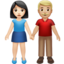 woman and man holding hands: light skin tone, medium-light skin tone