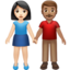 woman and man holding hands: light skin tone, medium skin tone