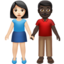 woman and man holding hands: light skin tone, dark skin tone