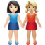 women holding hands: light skin tone, medium-light skin tone