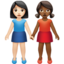 women holding hands: light skin tone, medium-dark skin tone