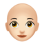 woman: light skin tone, bald