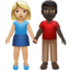 woman and man holding hands: medium-light skin tone, dark skin tone