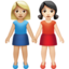 women holding hands: medium-light skin tone, light skin tone