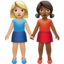 women holding hands: medium-light skin tone, medium-dark skin tone