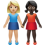 women holding hands: medium-light skin tone, dark skin tone