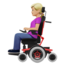 woman in motorized wheelchair: medium-light skin tone