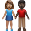 woman and man holding hands: medium skin tone, dark skin tone