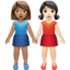 women holding hands: medium skin tone, light skin tone