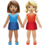 women holding hands: medium skin tone, medium-light skin tone