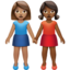 women holding hands: medium skin tone, medium-dark skin tone