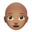 woman: medium skin tone, bald