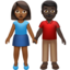 woman and man holding hands: medium-dark skin tone, dark skin tone