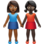 women holding hands: medium-dark skin tone, dark skin tone