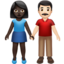 woman and man holding hands: dark skin tone, light skin tone