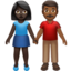 woman and man holding hands: dark skin tone, medium-dark skin tone