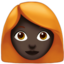 woman: dark skin tone, red hair