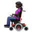 woman in motorized wheelchair: dark skin tone