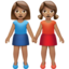 women holding hands: medium skin tone