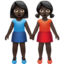 women holding hands: dark skin tone