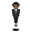 person in suit levitating: medium skin tone