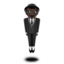 person in suit levitating: dark skin tone