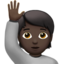 person raising hand: dark skin tone