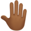 raised back of hand: medium-dark skin tone