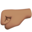 left-facing fist: medium skin tone