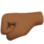 left-facing fist: medium-dark skin tone