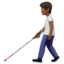 person with white cane: medium-dark skin tone