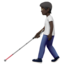 person with white cane: dark skin tone