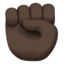 raised fist: dark skin tone