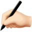 writing hand: light skin tone