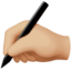 writing hand: medium-light skin tone