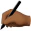 writing hand: medium-dark skin tone