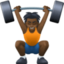 person lifting weights: dark skin tone