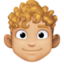 man: medium-light skin tone, curly hair