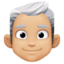 man: medium-light skin tone, white hair