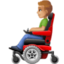 man in motorized wheelchair: medium-light skin tone